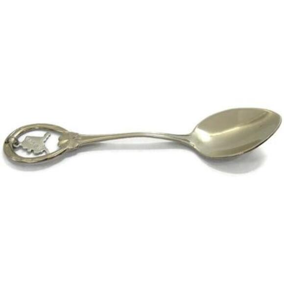Vintage Alaska Spoon Sterling 925 Souvenir Collector Charm Top Clover Hearts Bow - Picture 8 of 11